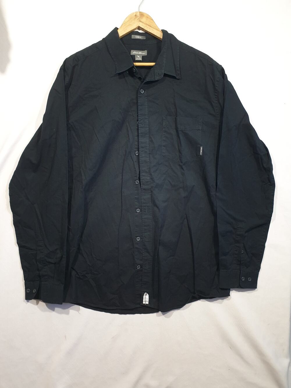 Eddie Bauer Button Down Shirt Mens XL Tall Black Long Sleeve Classic Fit TXL Box